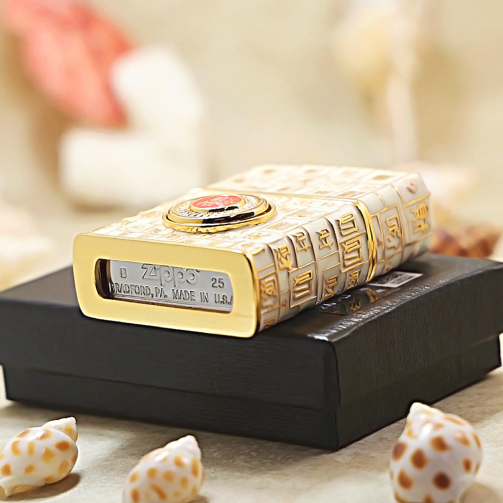 Zippo Gold Case Case Luminous Mahjong Hundred Riches - CM69