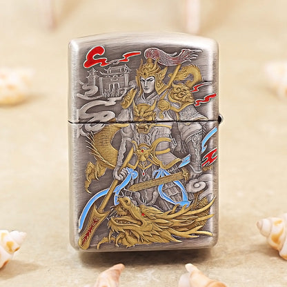 Zippo Solid 3d-embossed Vintage Argent Zhao Zilong and Serpent Medallion - DS160