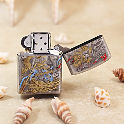 Zippo Solid 3d-embossed Vintage Argent Zhao Zilong and Serpent Medallion - DS160