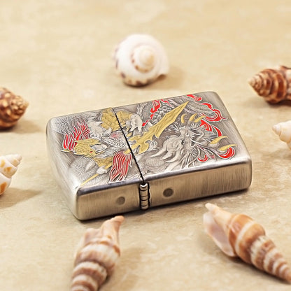 Zippo Solid 3d-embossed Vintage Argent Zhao Zilong and Serpent Medallion - DS160