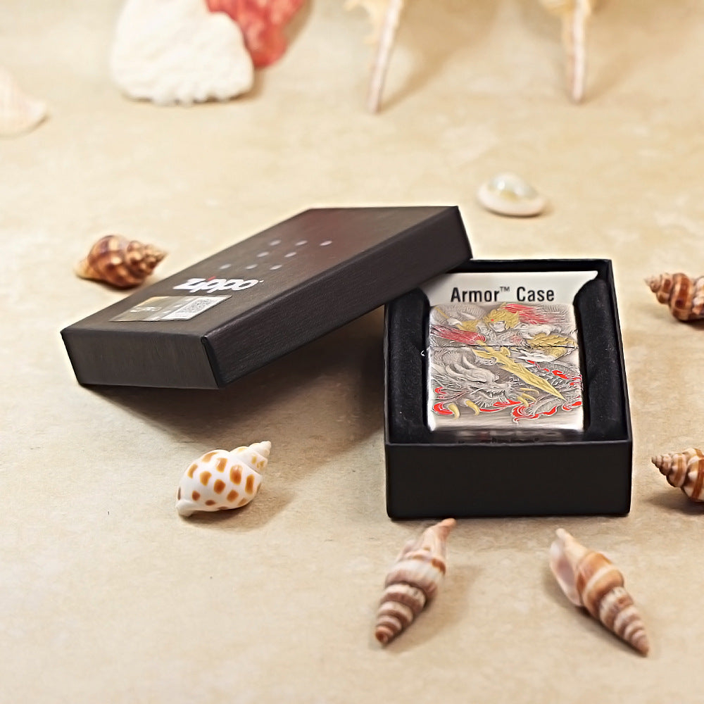 Zippo Solid 3d-embossed Vintage Argent Zhao Zilong and Serpent Medallion - DS160