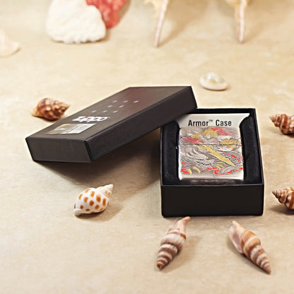 Zippo Solid 3d-embossed Vintage Argent Zhao Zilong and Serpent Medallion - DS160