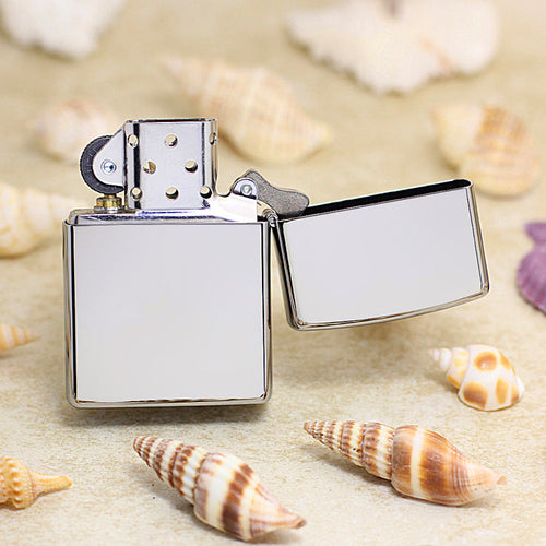 Zippo Premium-Shine Steel Complete Crystal Four-Leaf Clover Medallion Flame - DS181