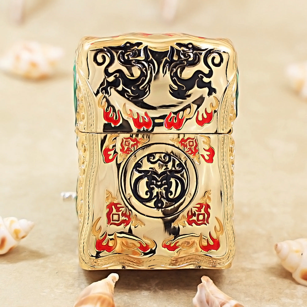 Zippo Premium-Shine Gold Luminous Sun Wukong Fighting Shakyamuni Case Case - CM86