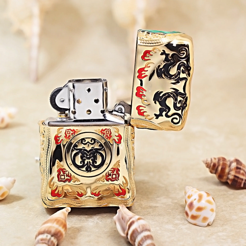 Zippo Premium-Shine Gold Luminous Sun Wukong Fighting Shakyamuni Case Case - CM86
