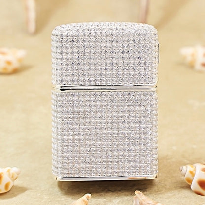 Zippo Premium-Shine Argent Complete Crystal Pavé "Zi" Medallion Case Flame - CM102