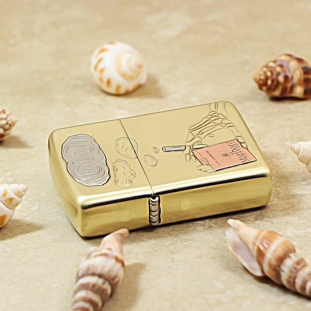 Zippo Marlboro Lighter with Purple Copper Finish and Raised Emblem - MC14
