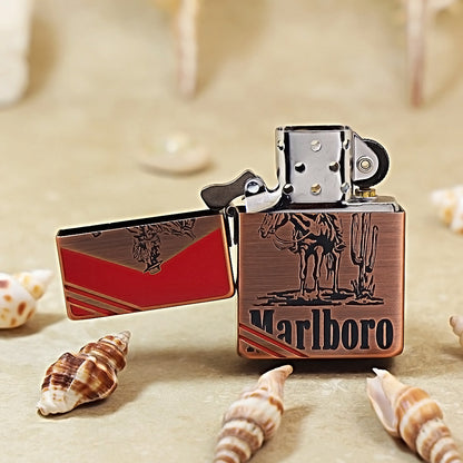 Zippo Purple Copper-Plated Marlboro Desert Operation Lighter – Flat Top Corner-Cut Edition - MC09