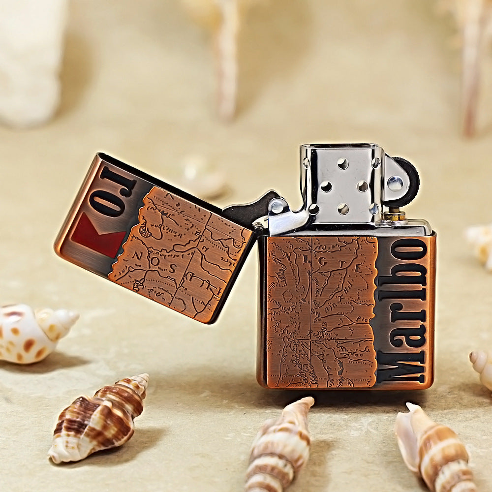 Zippo Purple Copper-Plated Marlboro World Map Lighter - MC11
