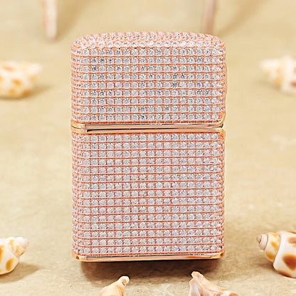 Zippo Rose Gold Complete Crystal Pavé Zi Medallion Case Flame - CM101