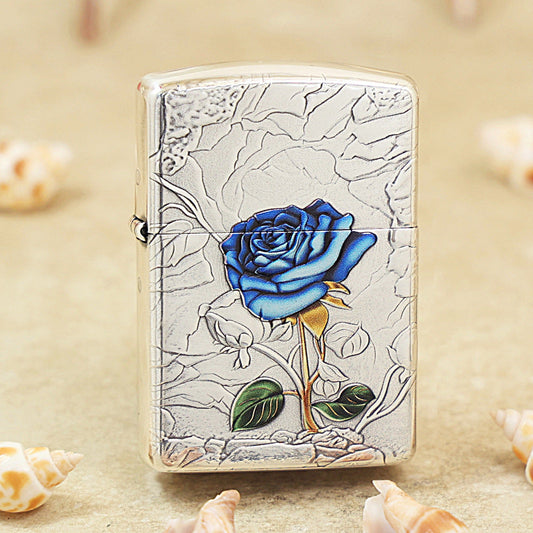 Zippo Argent-Layered Embossed Blue Enchantress Rose - DS167