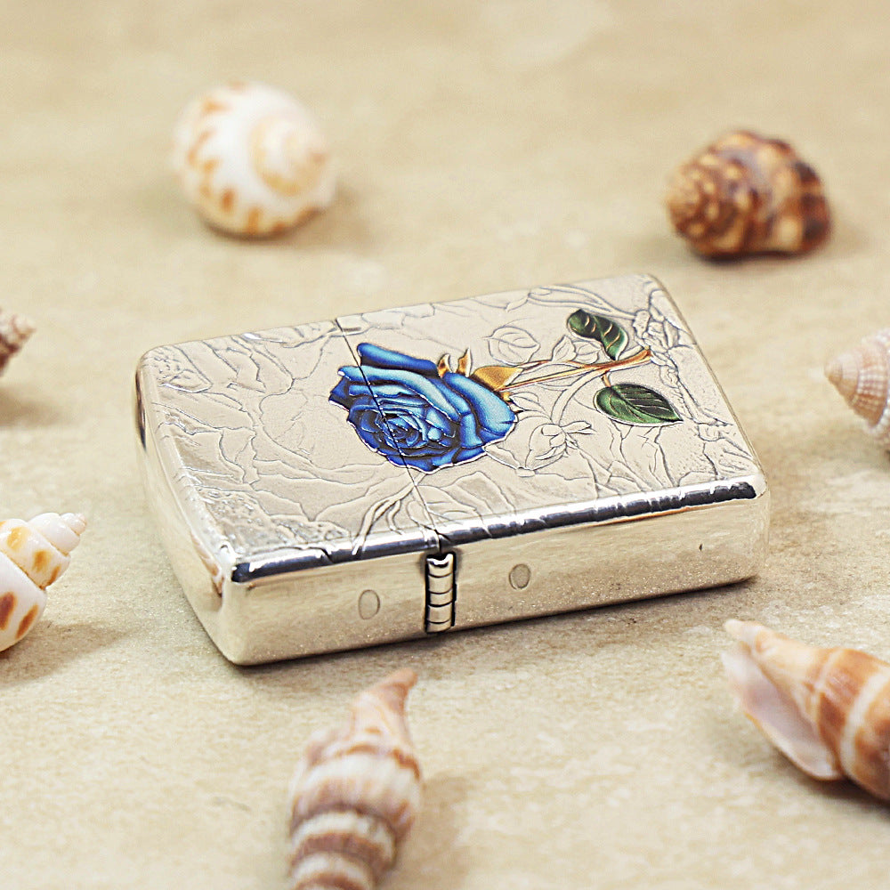 Zippo Argent-Layered Embossed Blue Enchantress Rose - DS167