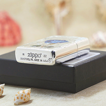 Zippo Argent-Layered Embossed Blue Enchantress Rose - DS167