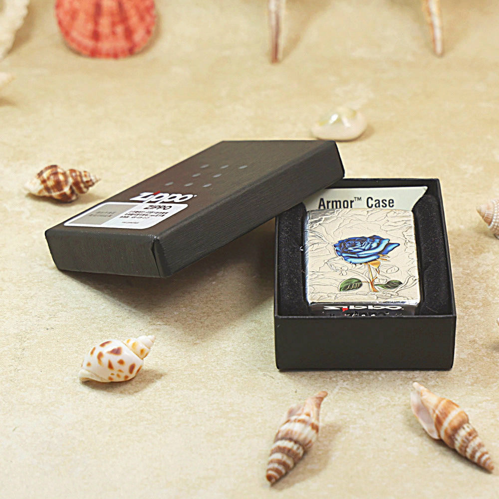 Zippo Argent-Layered Embossed Blue Enchantress Rose - DS167