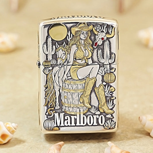 Zippo Silver-Plated Scorpion Marlboro Cowgirl Lighter - MC10