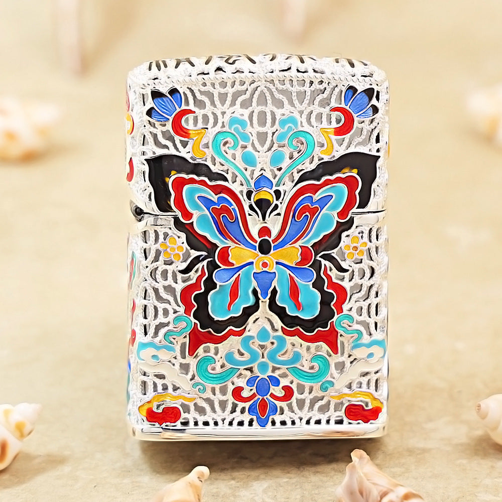 Zippo Argent-Layered Case Cloisonné Dunhuang Dream Butterfly - CM77