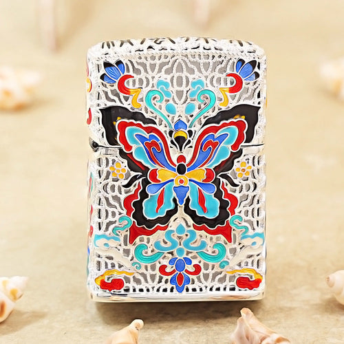 Zippo Argent-Layered Case Cloisonné Dunhuang Dream Butterfly - CM77