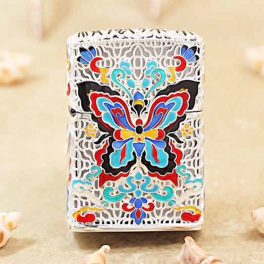 Zippo Argent-Layered Case Cloisonné Dunhuang Dream Butterfly - CM77