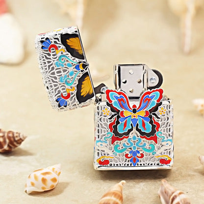Zippo Argent-Layered Case Cloisonné Dunhuang Dream Butterfly - CM77