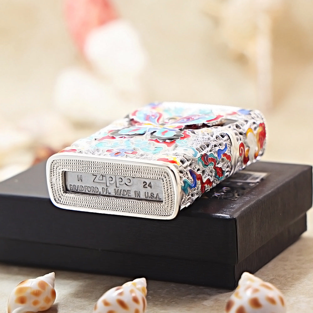 Zippo Argent-Layered Case Cloisonné Dunhuang Dream Butterfly - CM77