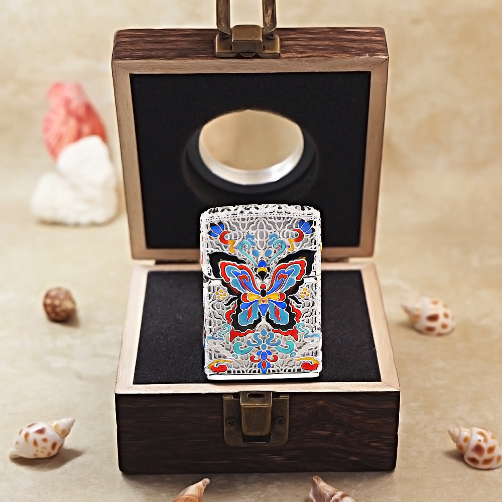 Zippo Argent-Layered Case Cloisonné Dunhuang Dream Butterfly - CM77