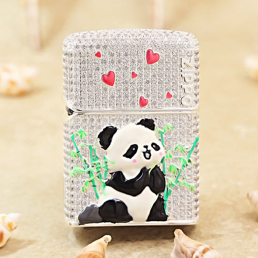 Zippo Argent-Layered Case Complete Diamond Panda and Bamboo Case - CM91