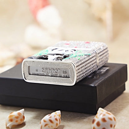 Zippo Argent-Layered Case Complete Diamond Panda and Bamboo Case - CM91