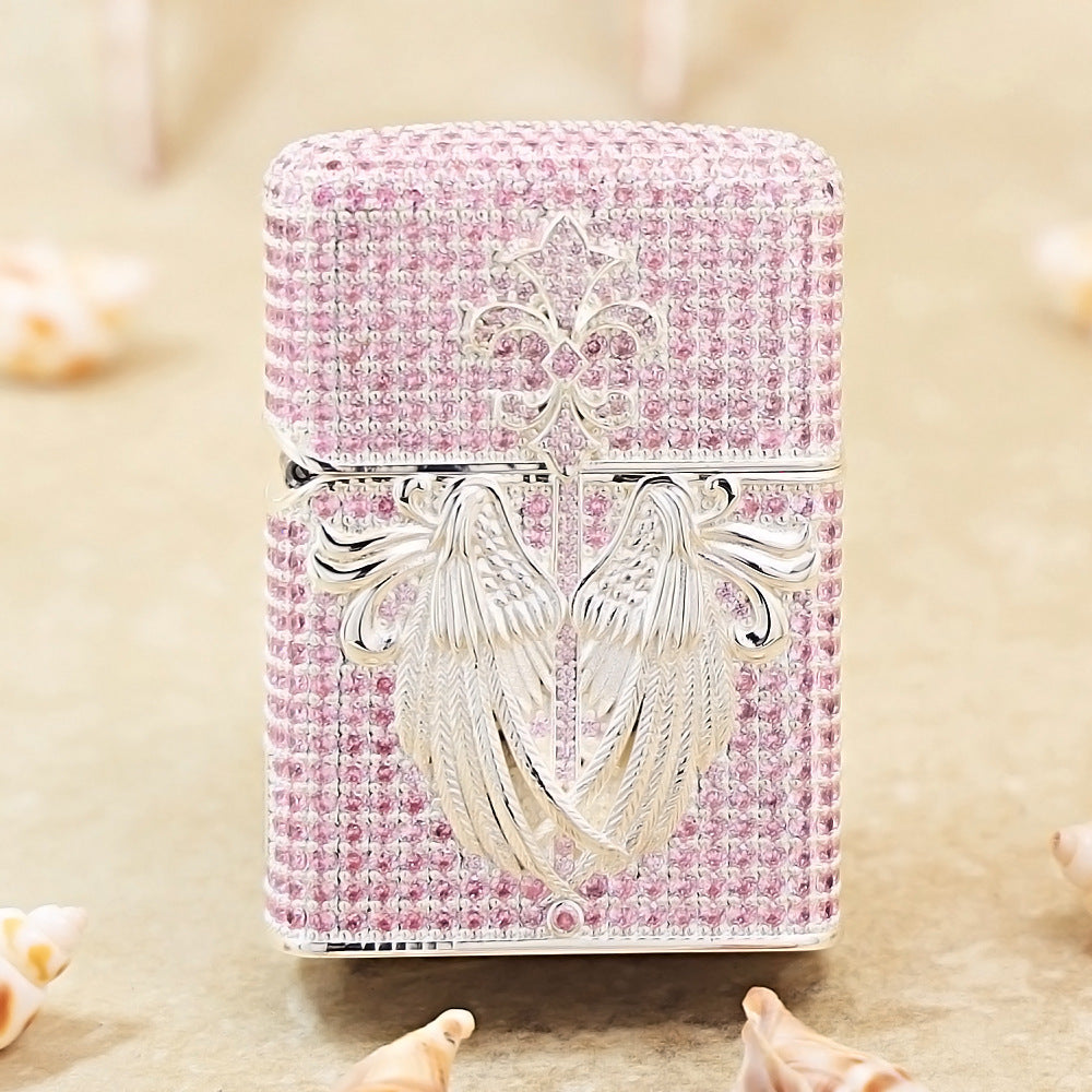 Zippo Argent-Layered Case Pink Crystal Protector Angel - CM80