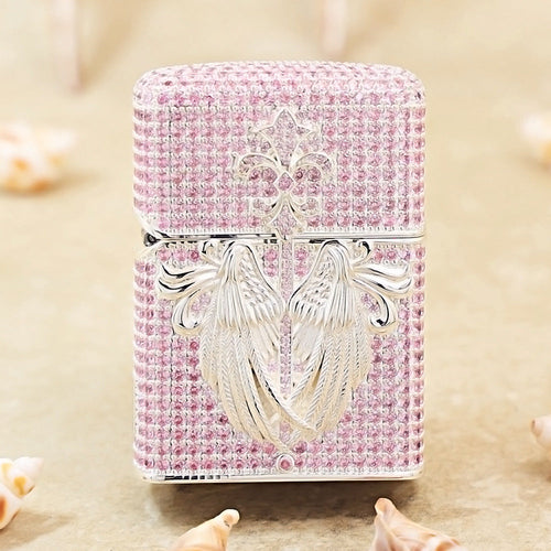 Zippo Argent-Layered Case Pink Crystal Protector Angel - CM80
