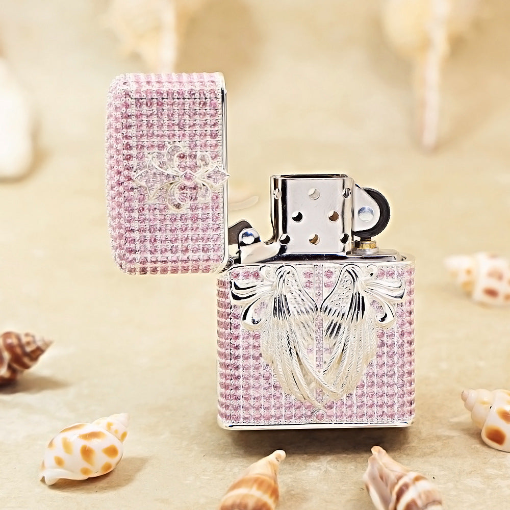 Zippo Argent-Layered Case Pink Crystal Protector Angel - CM80