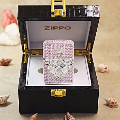 Zippo Argent-Layered Case Pink Crystal Protector Angel - CM80