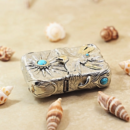 Zippo Argent-Layered Case Turquoise Burning Sun Eagle - CM66