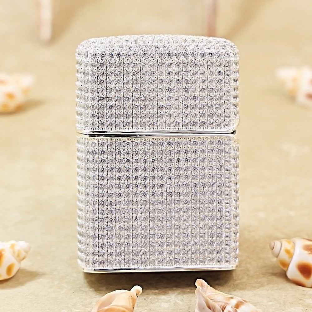 Zippo Argent Complete Crystal Pavé Protector Angel Wings and Fleur-de-lis Case Flame - CM110