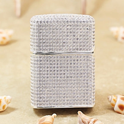 Zippo Argent Complete Crystal Pavé Protector Angel Wings and Fleur-de-lis Case Flame - CM110