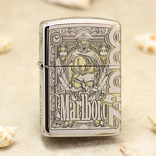 Zippo Silver Mirror Finish Marlboro Ram Leader Lighter - MC06