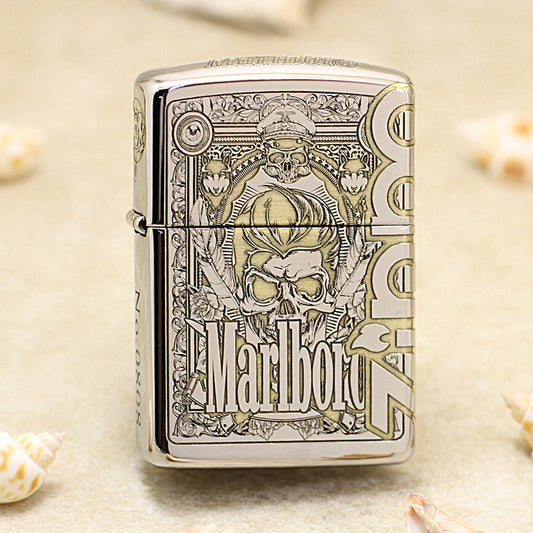 Zippo Silver Mirror Finish Marlboro Ram Leader Lighter - MC06