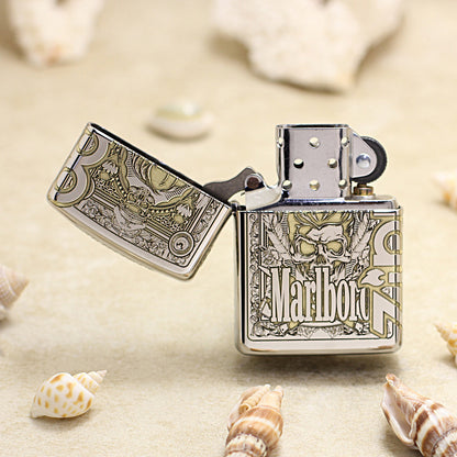 Zippo Silver Mirror Finish Marlboro Ram Leader Lighter - MC06