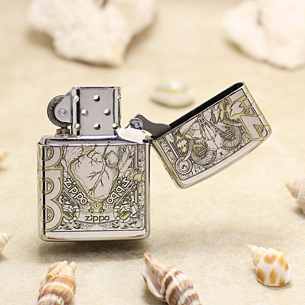 Zippo Silver Mirror Finish Marlboro Ram Leader Lighter - MC06