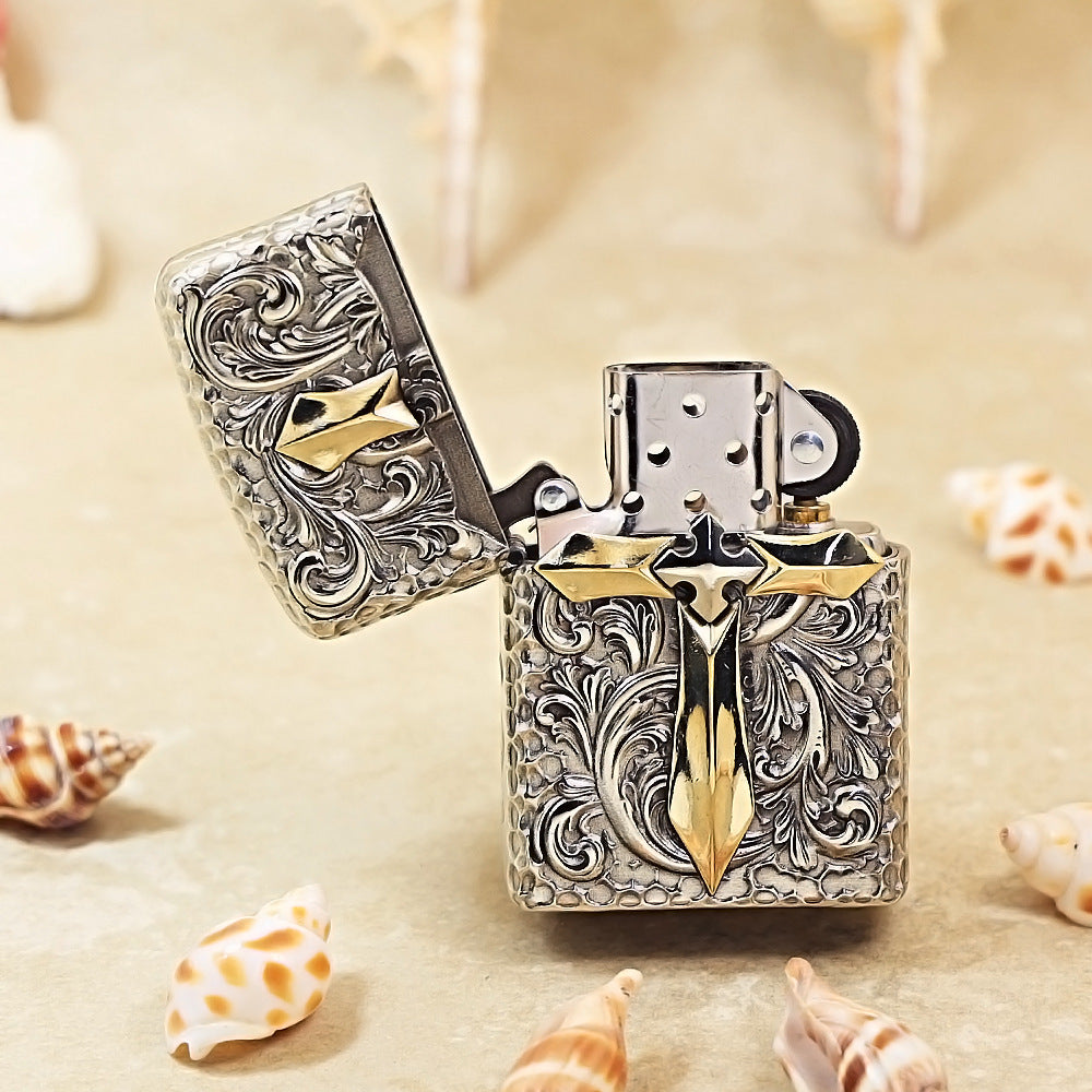 Zippo Argent Vintage Glory Crucifix Case Case - CM65