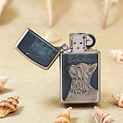 Zippo Slim Vintage Argent Starry Sky Feline Spirit Case Case - CM99