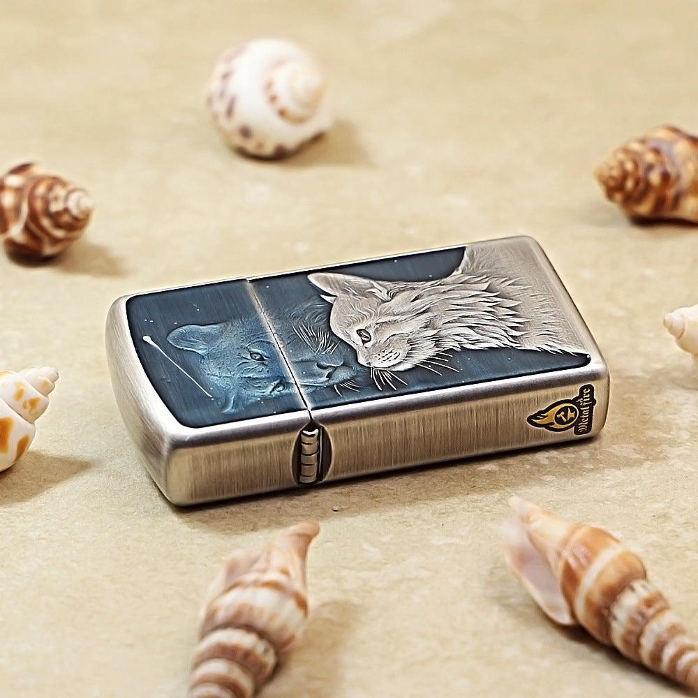 Zippo Slim Vintage Argent Starry Sky Feline Spirit Case Case - CM99