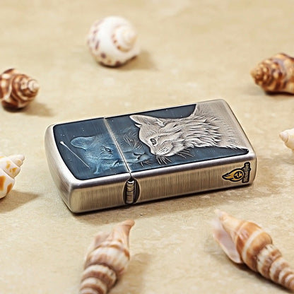 Zippo Slim Vintage Argent Starry Sky Feline Spirit Case Case - CM99