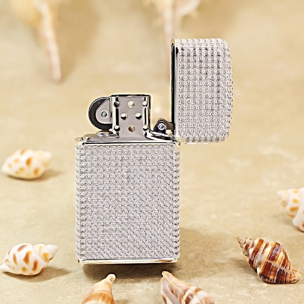 Zippo Slim Argent Complete Crystal Pavé "Zi" Medallion Case Flame - CM105