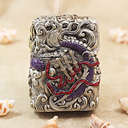 Zippo Smoked Steel Zoro Flying Serpent In The Sky Medallion - CM79