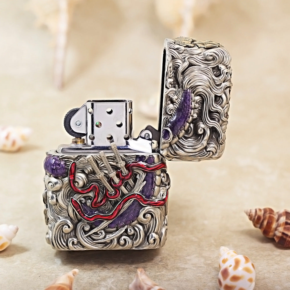 Zippo Smoked Steel Zoro Flying Serpent In The Sky Medallion - CM79