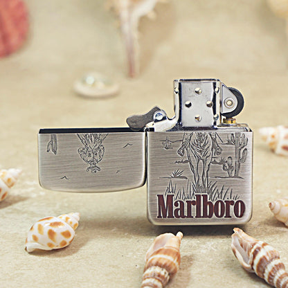 Zippo Smoked Silver Marlboro Gunslinger Lighter - MC22