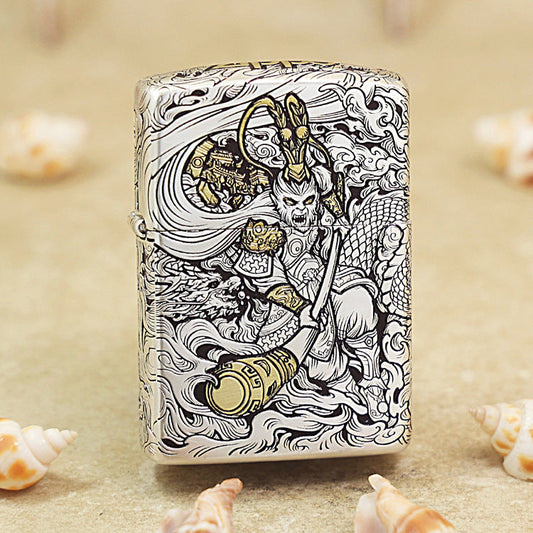Zippo Two-Finish Argent and Gold Sun Wukong Monkey King Medallion - DS159