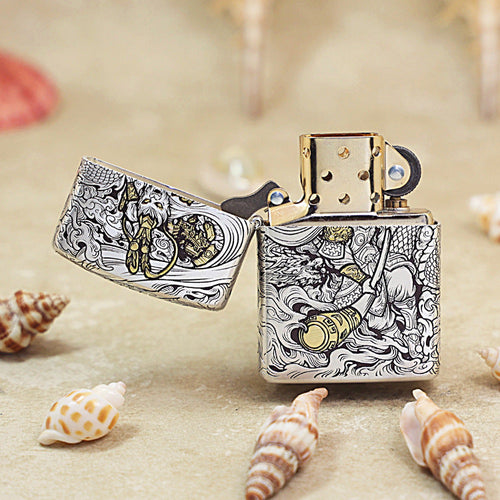 Zippo Two-Finish Argent and Gold Sun Wukong Monkey King Medallion - DS159
