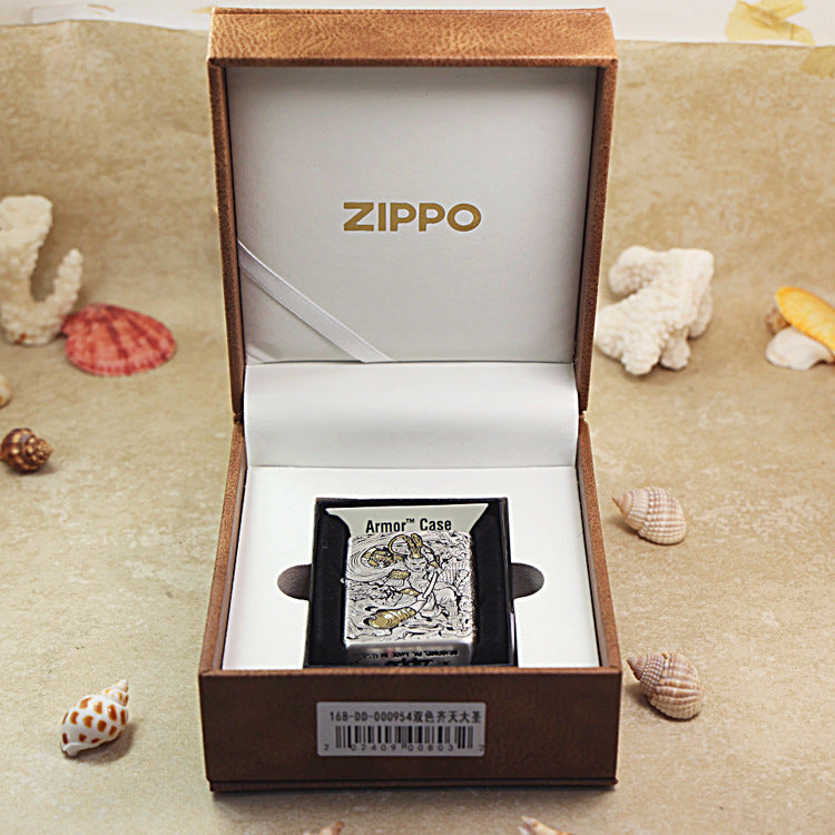 Zippo Two-Finish Argent and Gold Sun Wukong Monkey King Medallion - DS159