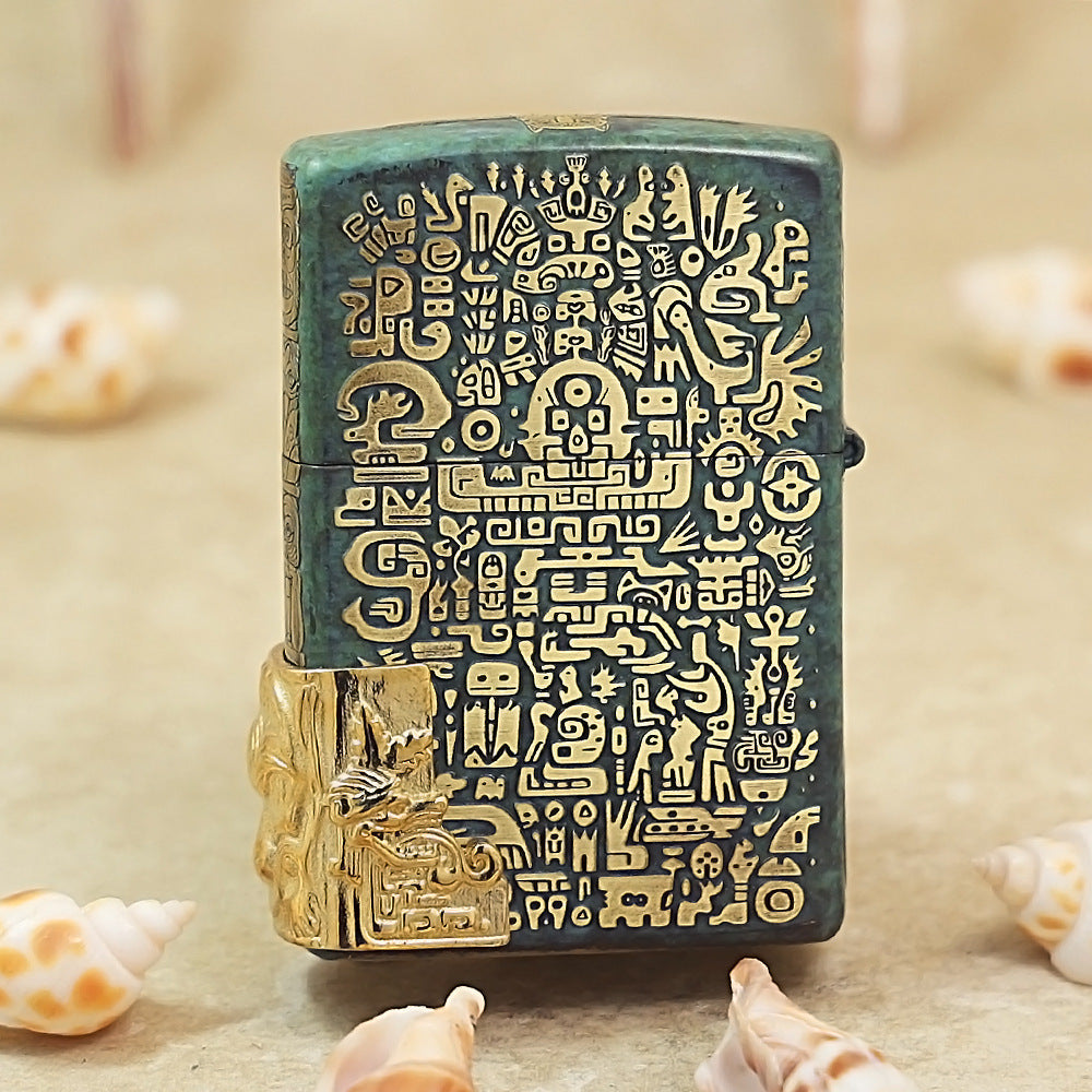 Zippo 'Ancient Maya' Intricate Carve with Medallion - DS124